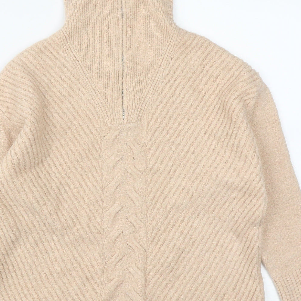George Womens Beige High Neck Acrylic Pullover Jumper Size S
