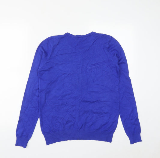 BHS Womens Blue Round Neck Viscose Cardigan Jumper Size 12