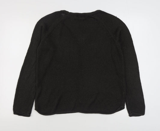 H&M Mens Brown V-Neck Acrylic Pullover Jumper Size M