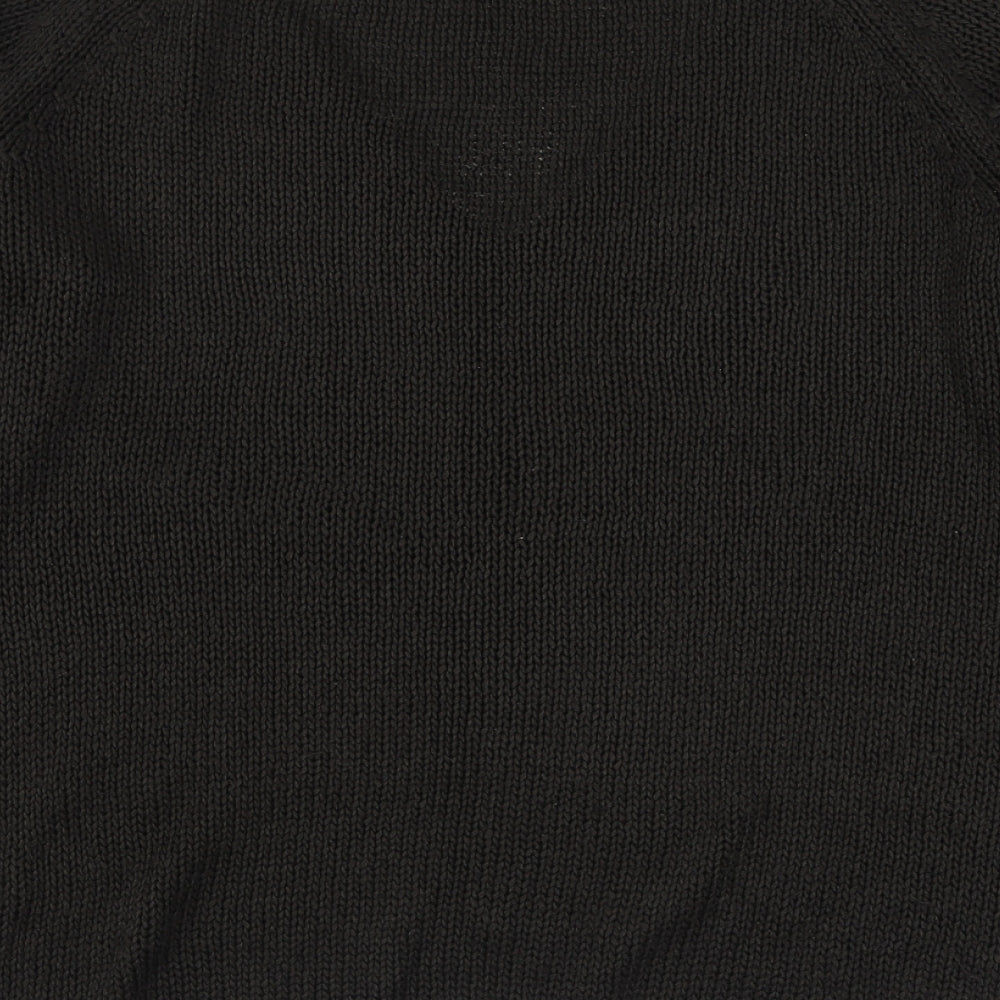 H&M Mens Brown V-Neck Acrylic Pullover Jumper Size M