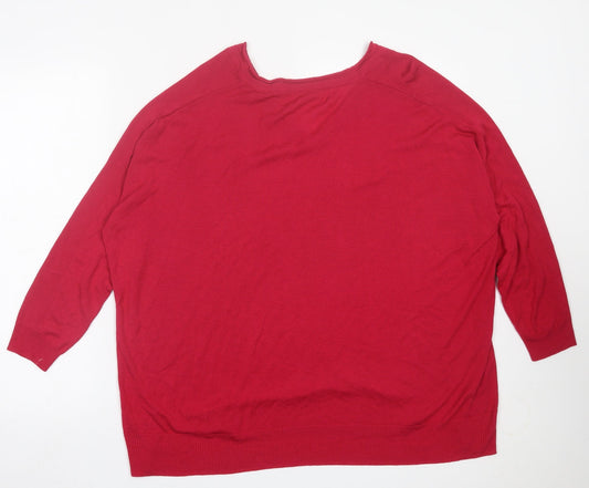 George Womens Pink V-Neck Viscose Pullover Jumper Size 8