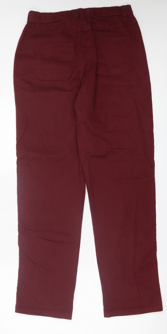 Being Casual Womens Red Cotton Trousers Size 12 L30 in Regular Button
