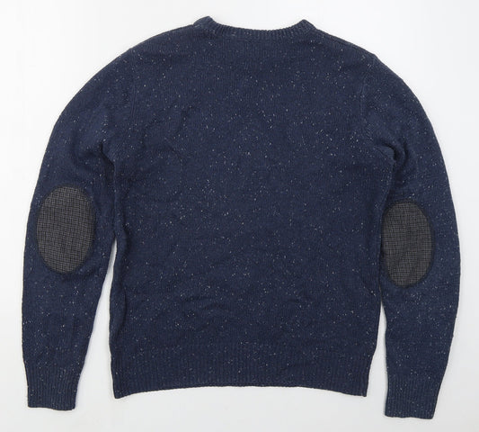 Cedar Wood State Mens Blue Crew Neck Acetate Pullover Jumper Size S