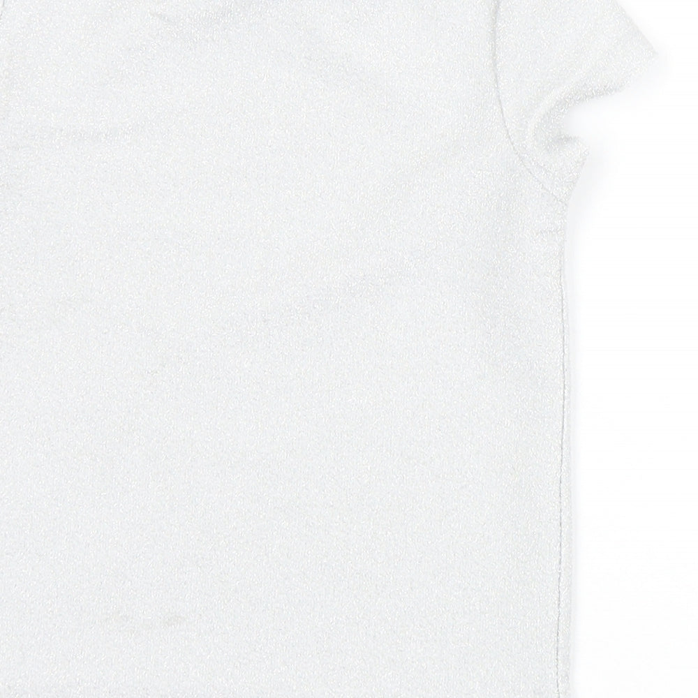 George Girls Silver Polyester Basic T-Shirt Size 4-5 Years Crew Neck - Shine Bright