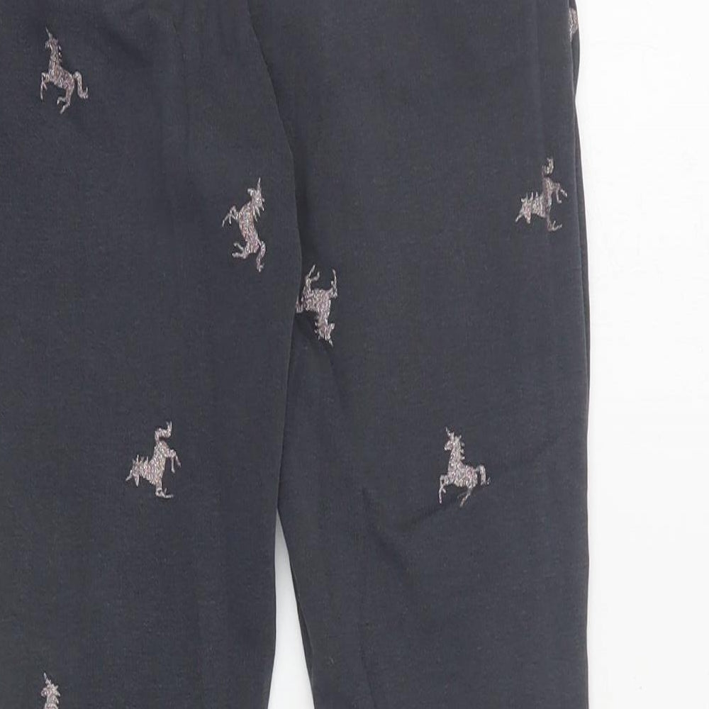 H&M Girls Grey Geometric Cotton Jogger Trousers Size 9 Months Regular Drawstring - Unicorn