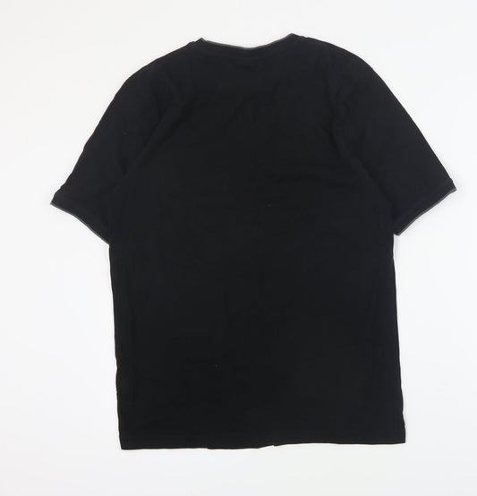 Slazenger Mens Black Cotton T-Shirt Size S Crew Neck
