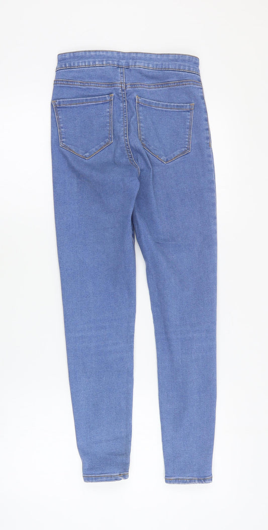 Topshop Womens Blue Cotton Skinny Jeans Size 6 L26 in Regular Zip