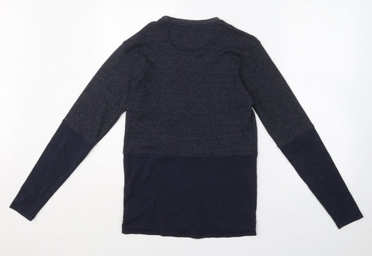 Twisted Soul Mens Blue Round Neck Cotton Pullover Jumper Size S