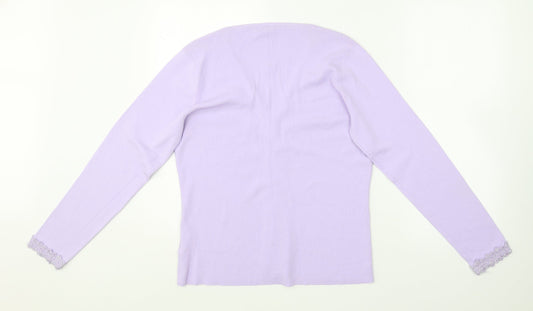 Alibi Womens Purple V-Neck Viscose Pullover Jumper Size 16