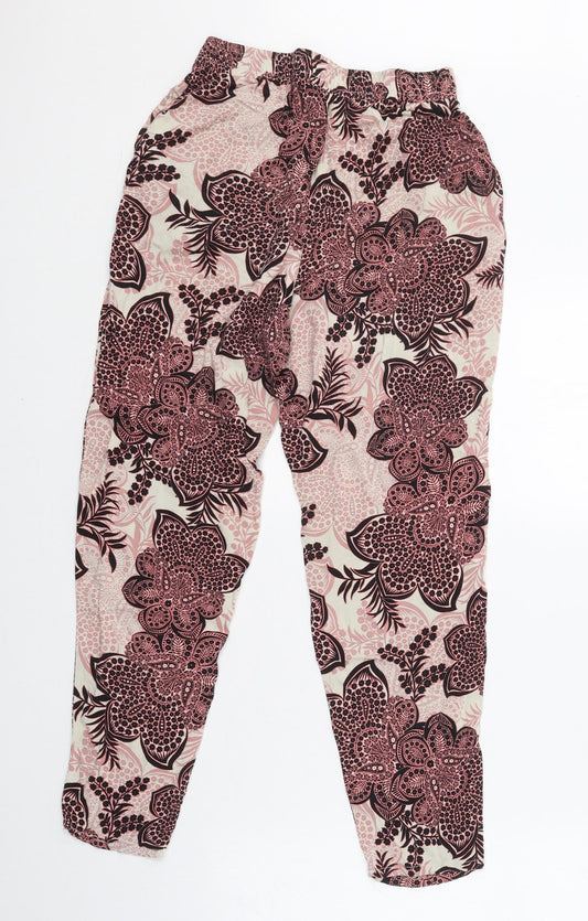 F&F Womens Multicoloured Geometric Viscose Bloomer Trousers Size 10 L24.5 in Regular