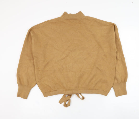 Primark Womens Brown Mock Neck Viscose Pullover Jumper Size 14