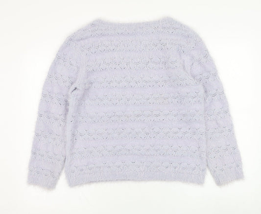 Damart Womens Purple Round Neck Polyamide Pullover Jumper Size 14