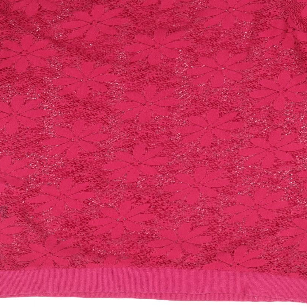 George Womens Pink Crew Neck Floral Polyester Pullover Jumper Size 14