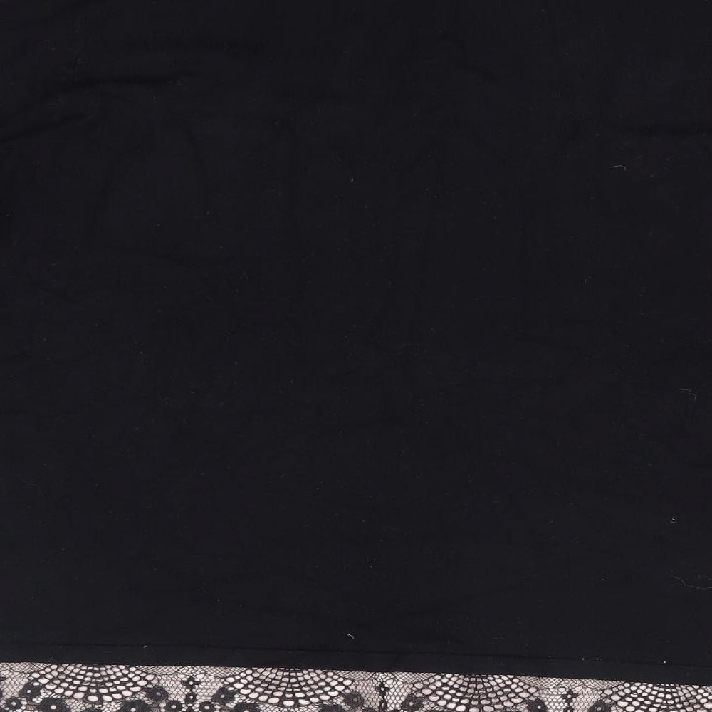 Florence + Fred Womens Black Boat Neck Polyester Pullover Jumper Size L - Lace Trim