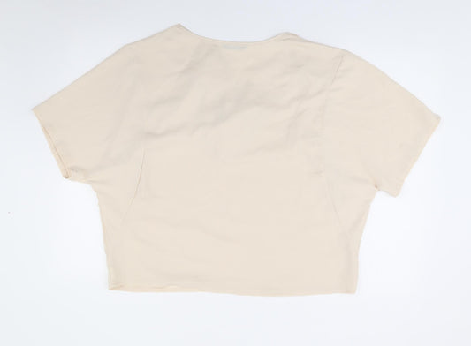 SheIn Womens Ivory Polyester Jersey Blouse Size L Cowl Neck