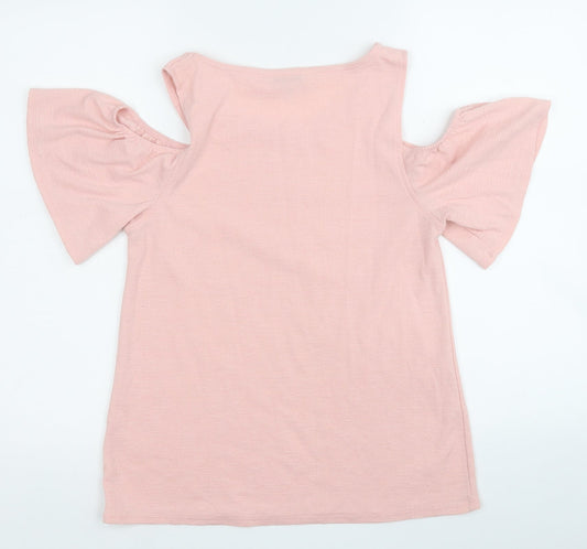 F&F Womens Pink Polyester Basic T-Shirt Size 8 Round Neck