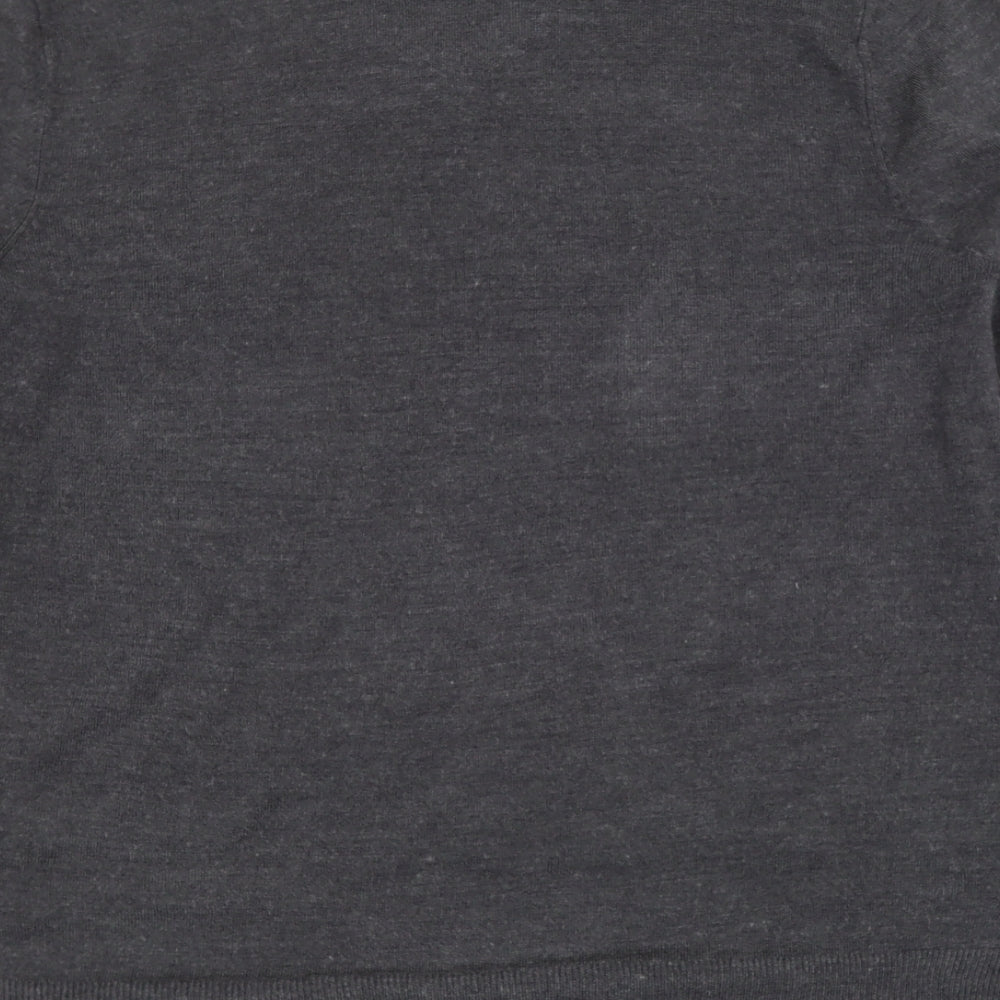 easy Mens Grey V-Neck Acrylic Pullover Jumper Size XL