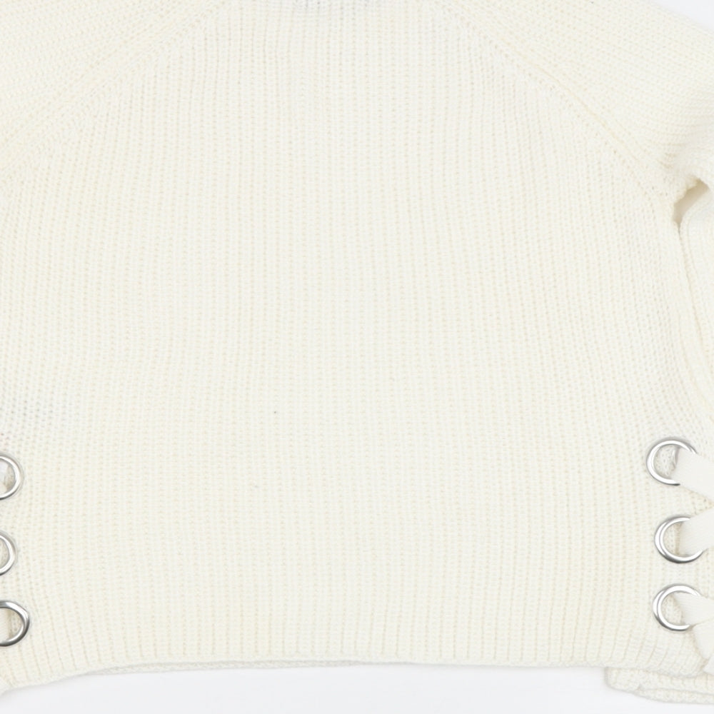 primar Girls Beige Round Neck Acrylic Pullover Jumper Size 7-8 Years