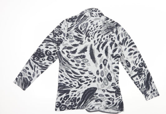 Tigi Womens Grey Boat Neck Animal Print Polyester Pullover Jumper Size 14