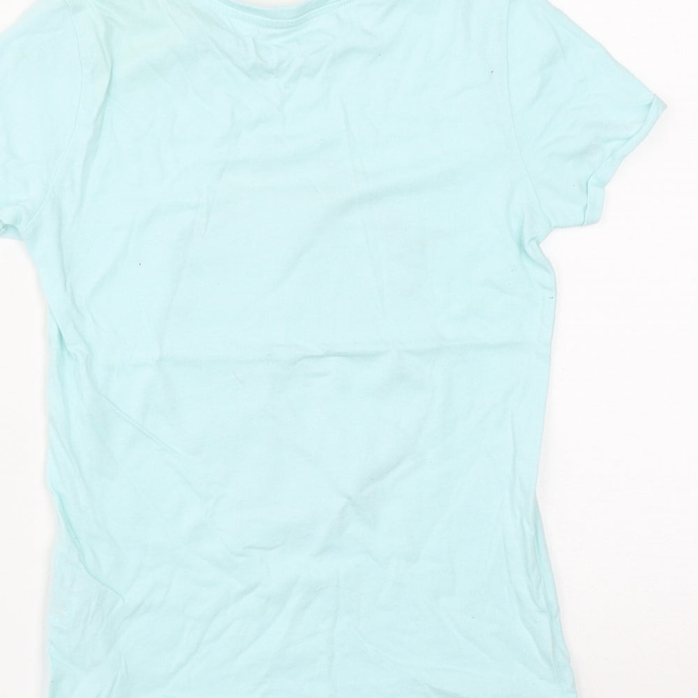 Dunnes Girls Green Cotton Basic T-Shirt Size 8 Years Round Neck - Save the Planet