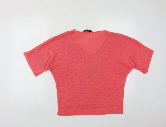 Dorothy Perkins Womens Pink V-Neck Acrylic Pullover Jumper Size 12