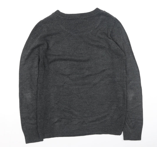 Primark Womens Grey Round Neck Acrylic Pullover Jumper Size 8