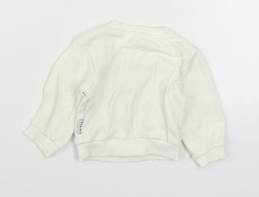 Baby Hi Girls White Cotton Pullover Jumper Size 6-9 Months Pullover