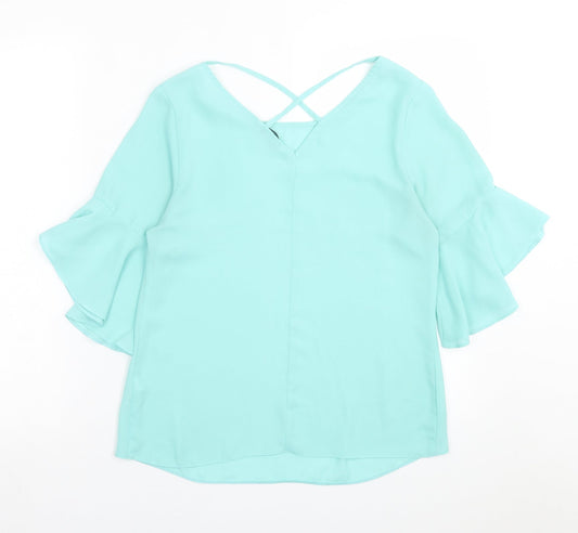 George Womens Green Polyester Basic T-Shirt Size 8 Scoop Neck