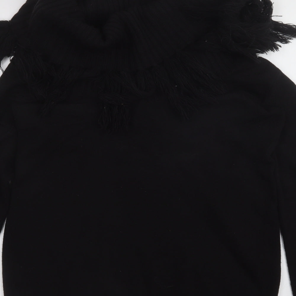 F&F Womens Black Acrylic Basic T-Shirt Size 10 High Neck