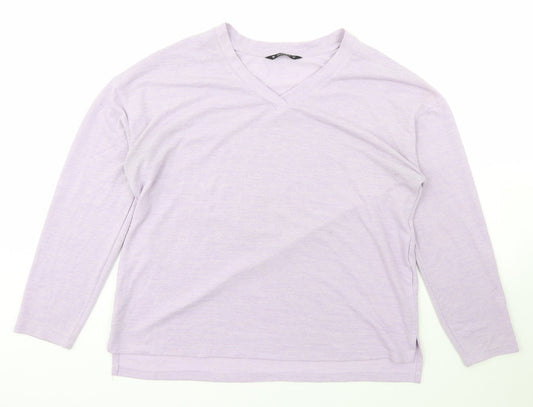 Dunnes Stores Womens Purple V-Neck Polyester Pullover Jumper Size M