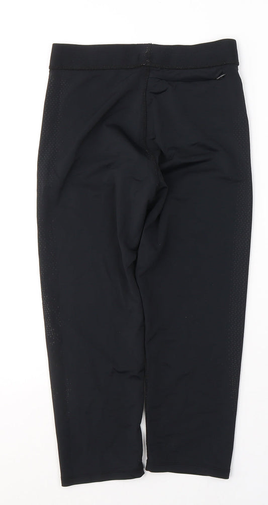 WORKOUT Womens Black Polyester Cropped Leggings Size 10 L18 in Regular Pullover