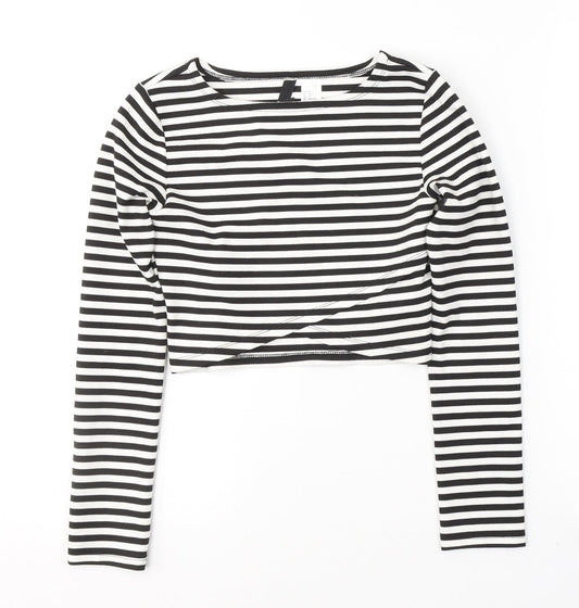 Womens UK Size XS Divided by H&M Black Cropped Blouse