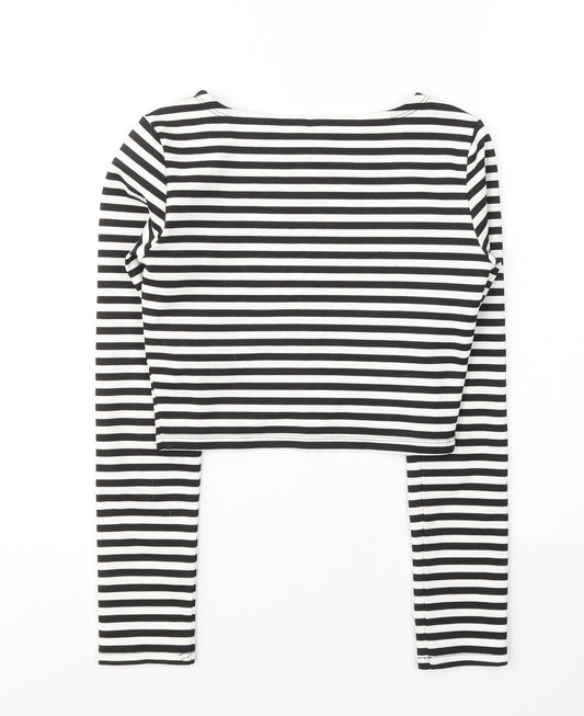 Womens UK Size XS Divided by H&M Black Cropped Blouse