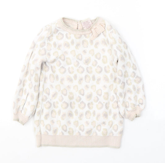 Cynthia Rowley Girls Ivory Animal Print Cotton Tunic Jumper Size 12-18 Months Pullover