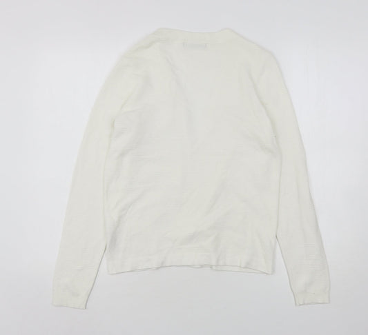 Dunnes Stores Womens White V-Neck Viscose Cardigan Jumper Size S