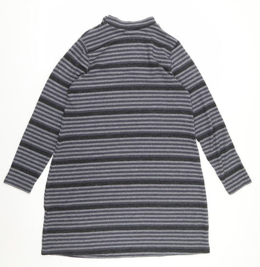 Peacocks Womens Multicoloured Striped Polyester Jumper Dress Size 12 Mock Neck Pullover