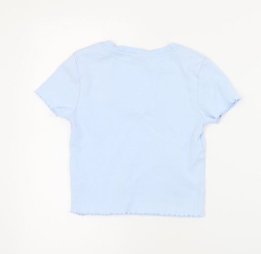 Womens UK Size 2XS FB Sister Blue Cropped T-Shirt