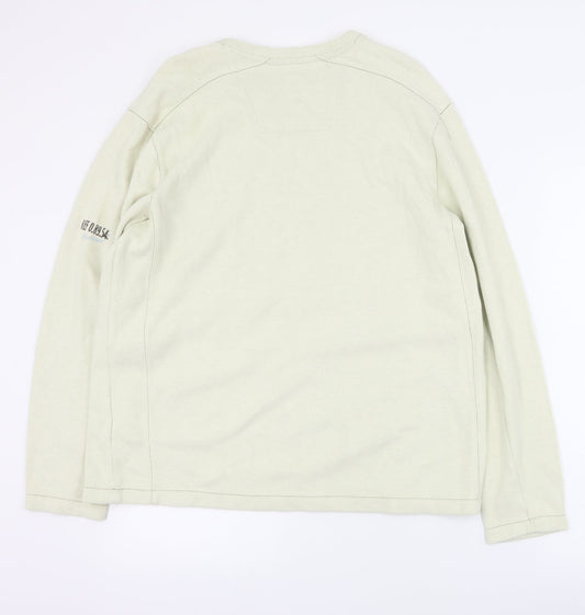 NEXT Mens Beige Round Neck Cotton Pullover Jumper Size L