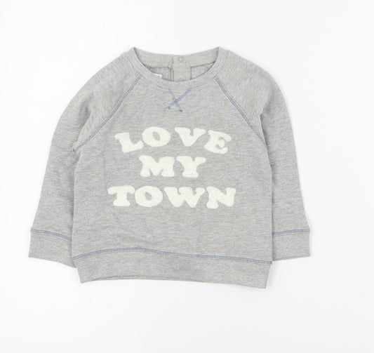 Vertbaudet Baby Grey Cotton Pullover Jumper Size 12-18 Months Snap