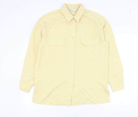 Womens UK Size 10 BHS Yellow Basic Button-Up