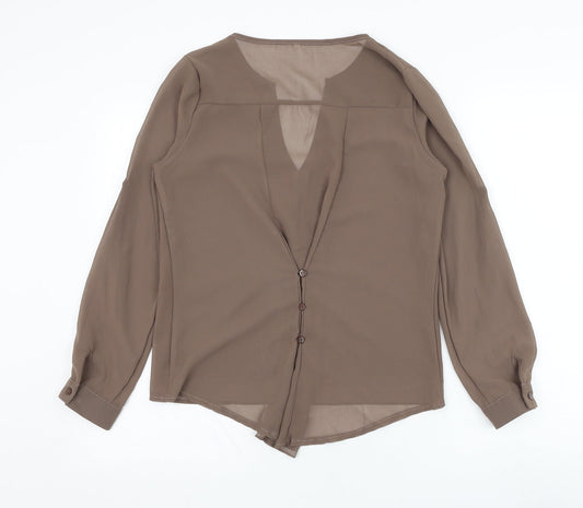 Womens UK Size S Preworn Brown Basic Blouse