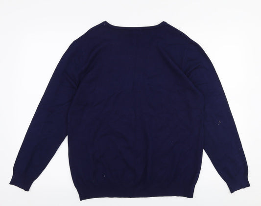 Autonomy Womens Blue Round Neck Viscose Pullover Jumper Size M