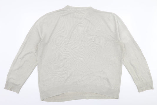 George Mens Grey Round Neck Acrylic Pullover Jumper Size L