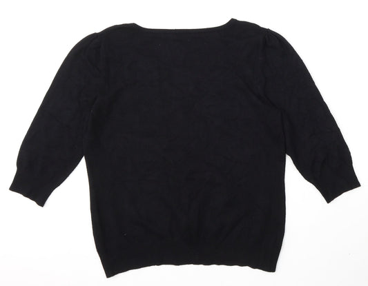 George Womens Black Round Neck Polyester Pullover Jumper Size M