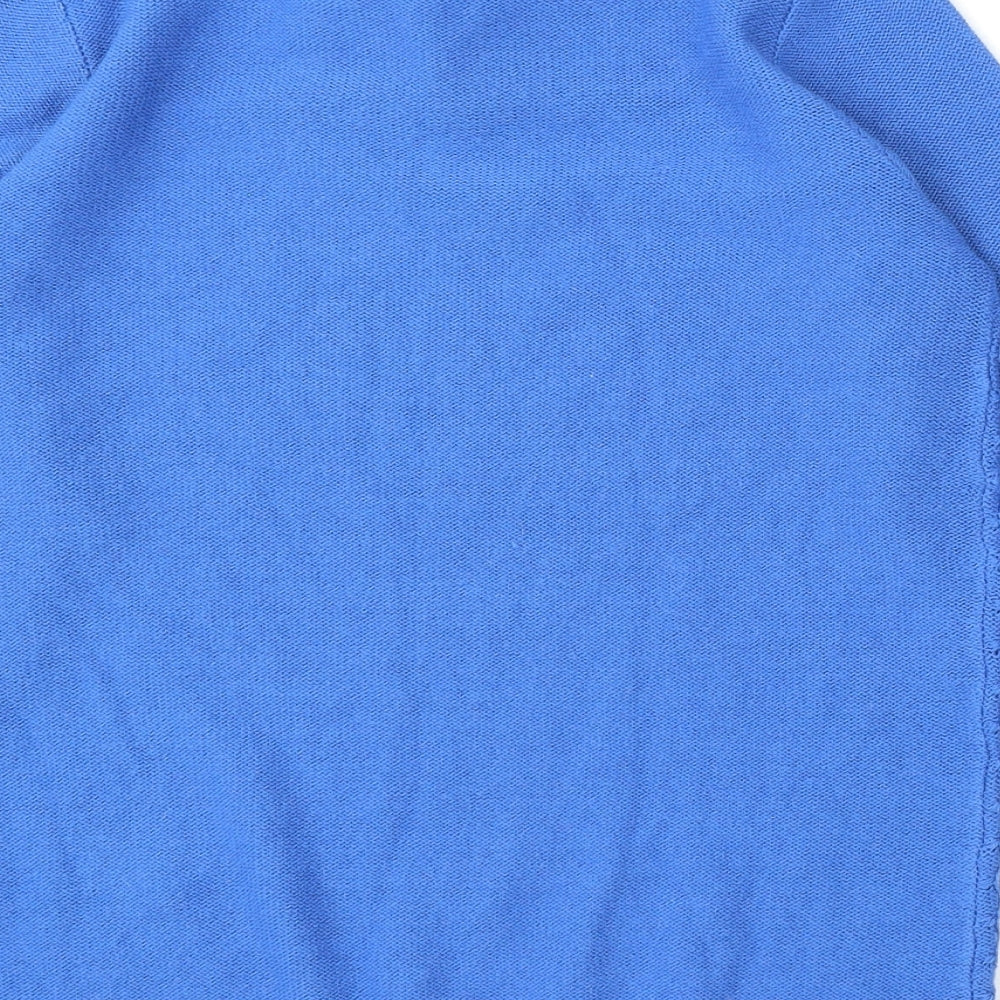 Isle Essentials Womens Blue Collared Acrylic Pullover Jumper Size 10 - Built in shirt