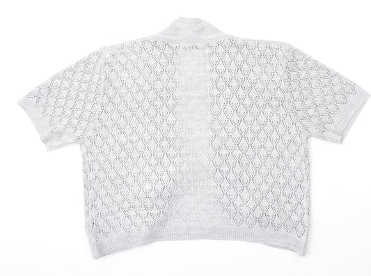 Hand to Hand Womens Grey V-Neck Acrylic Cardigan Jumper Size L