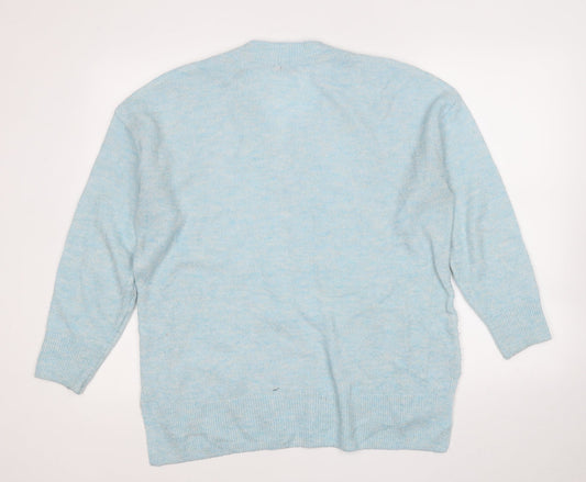 TU Womens Blue V-Neck Acrylic Pullover Jumper Size 14