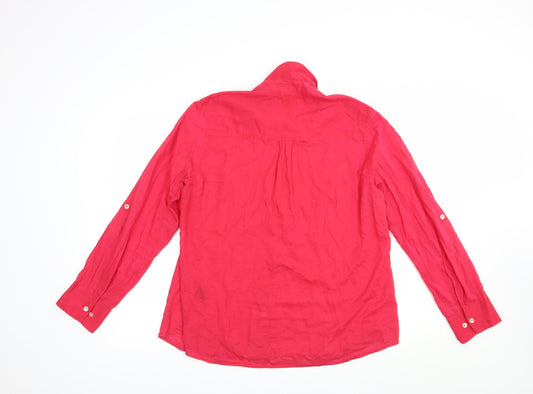 Womens UK Size 16 Oasis Red Basic Button-Up