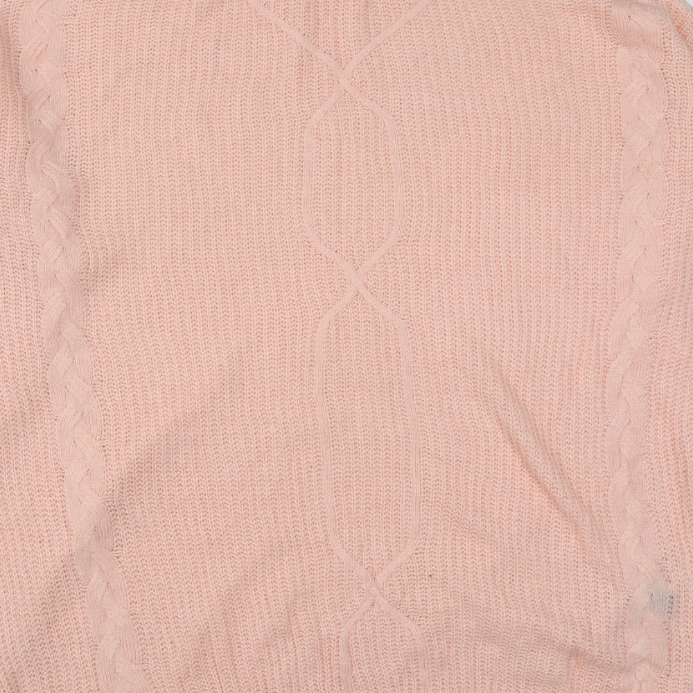 SheIn Womens Pink Roll Neck Acrylic Pullover Jumper Size S