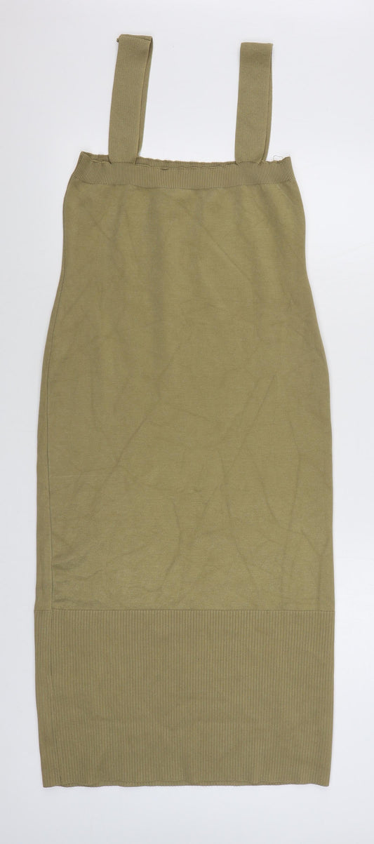 SheIn Womens Beige Viscose Bodycon Size M Square Neck Pullover